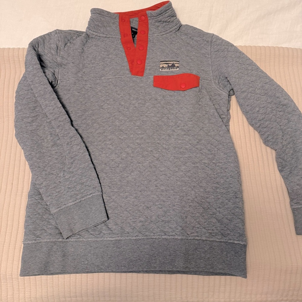 Womens Small Organic Cotton Quilt Snap-T® Pullover Grey